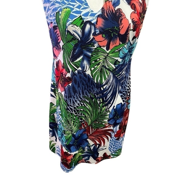 Laura Petites - Bright Tropical Shift Dress-Front Cut-outs - Lined -Size 10 P - Picture 3 of 16
